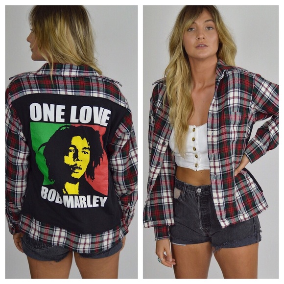 Tops - Bob Marley Repurposed Vintage Flannel